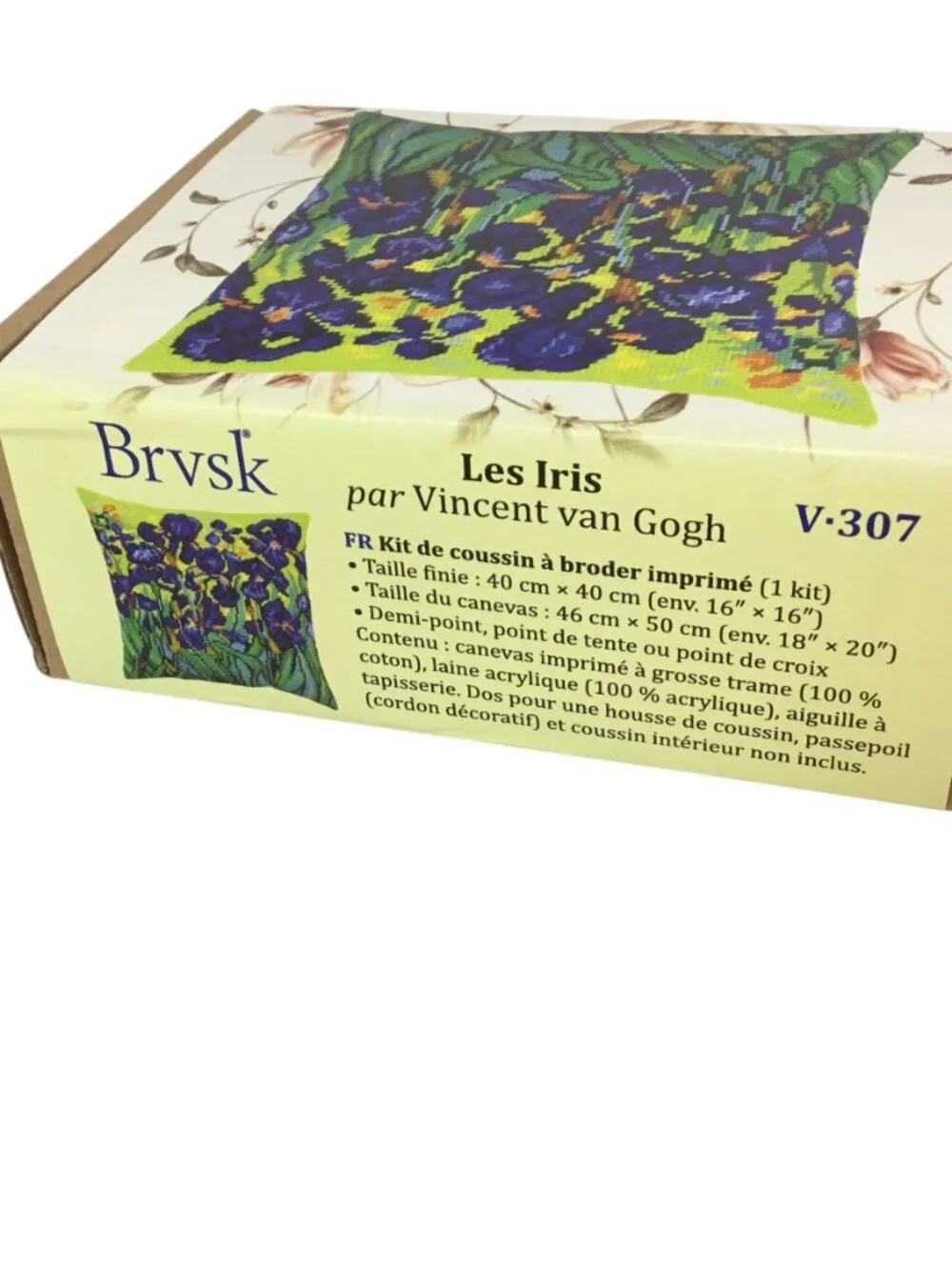 Needlepoint Kit Iris Irses Van Gogh Pillow V-307 Brvsk NIP Printed Canvas 16
